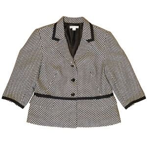 Pendleton Silk Blend Blazer Jacket Women's‎ 14 Black & White Geometric EUC